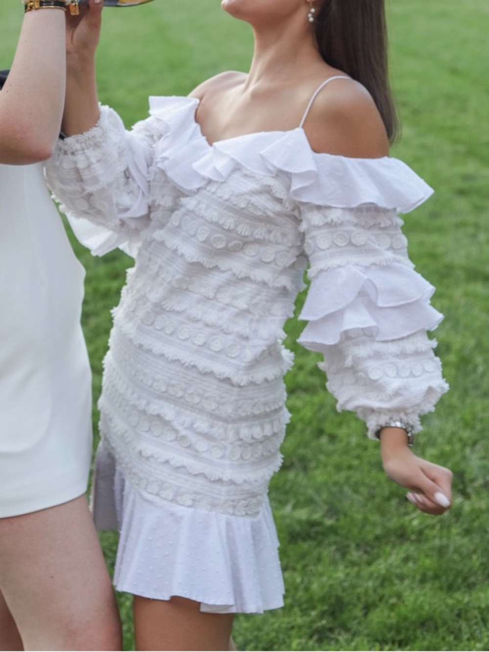 Alexis White Textured Off-Shoulder Dress